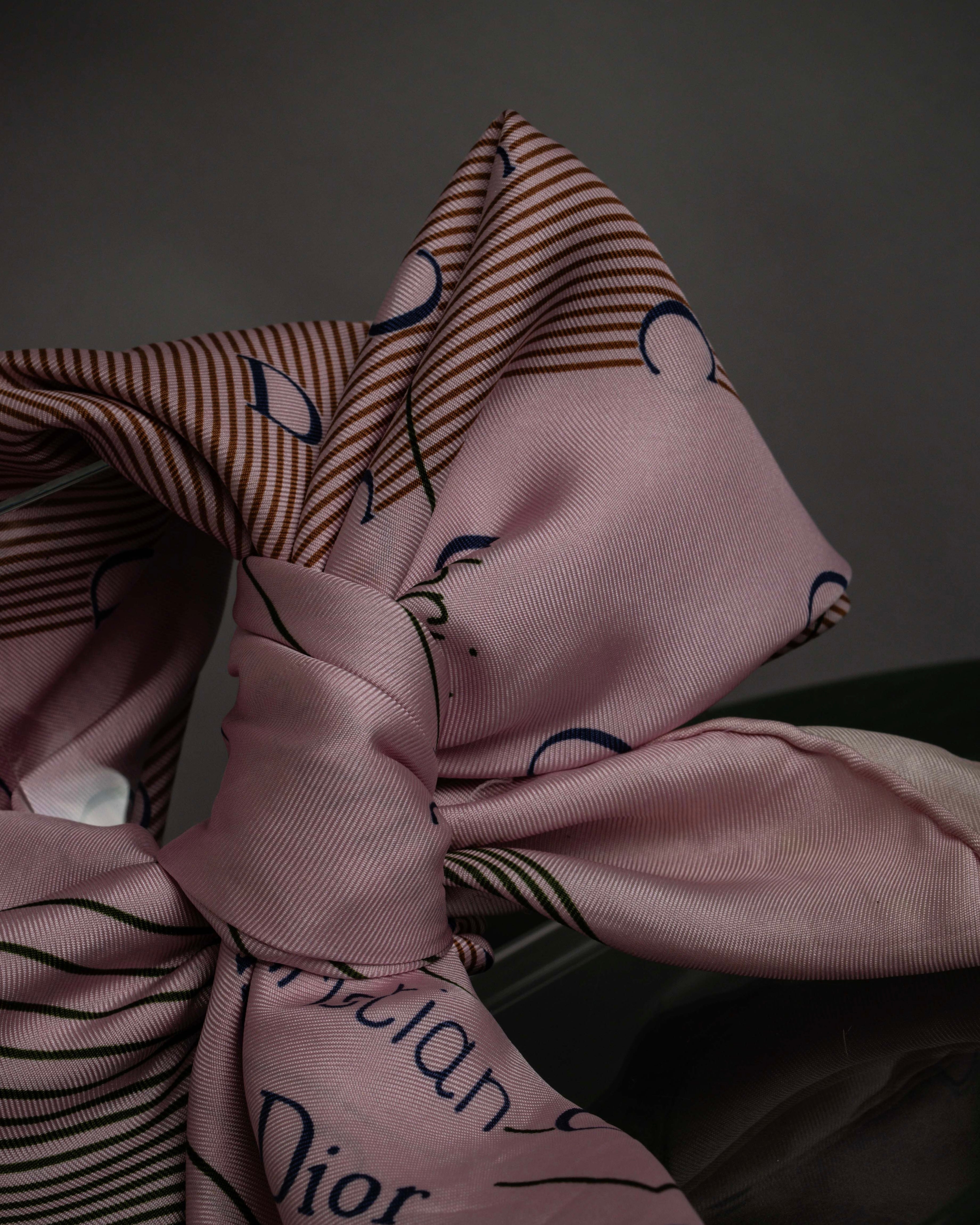 "Christian Dior" Typography logo geometric motif silk scarf