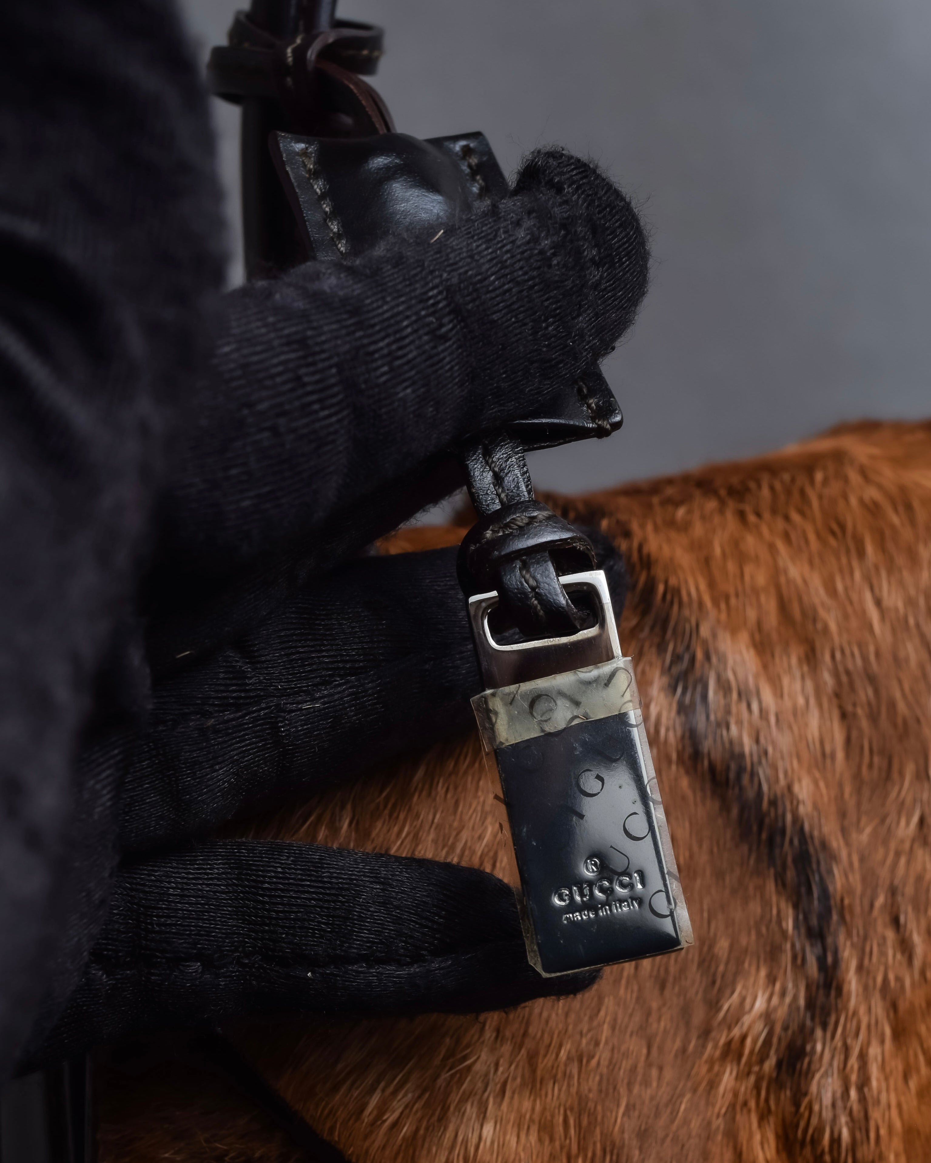 "GUCCI"「1947」 pony leather combination bamboo hand bag