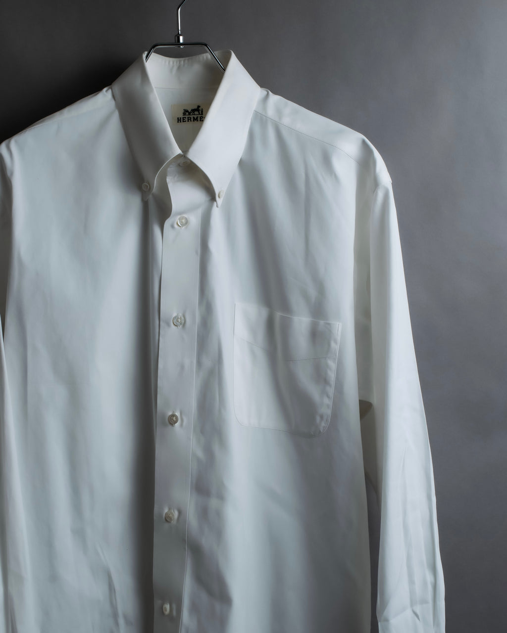 "HERMES" Yoke switching design white cotton shirt