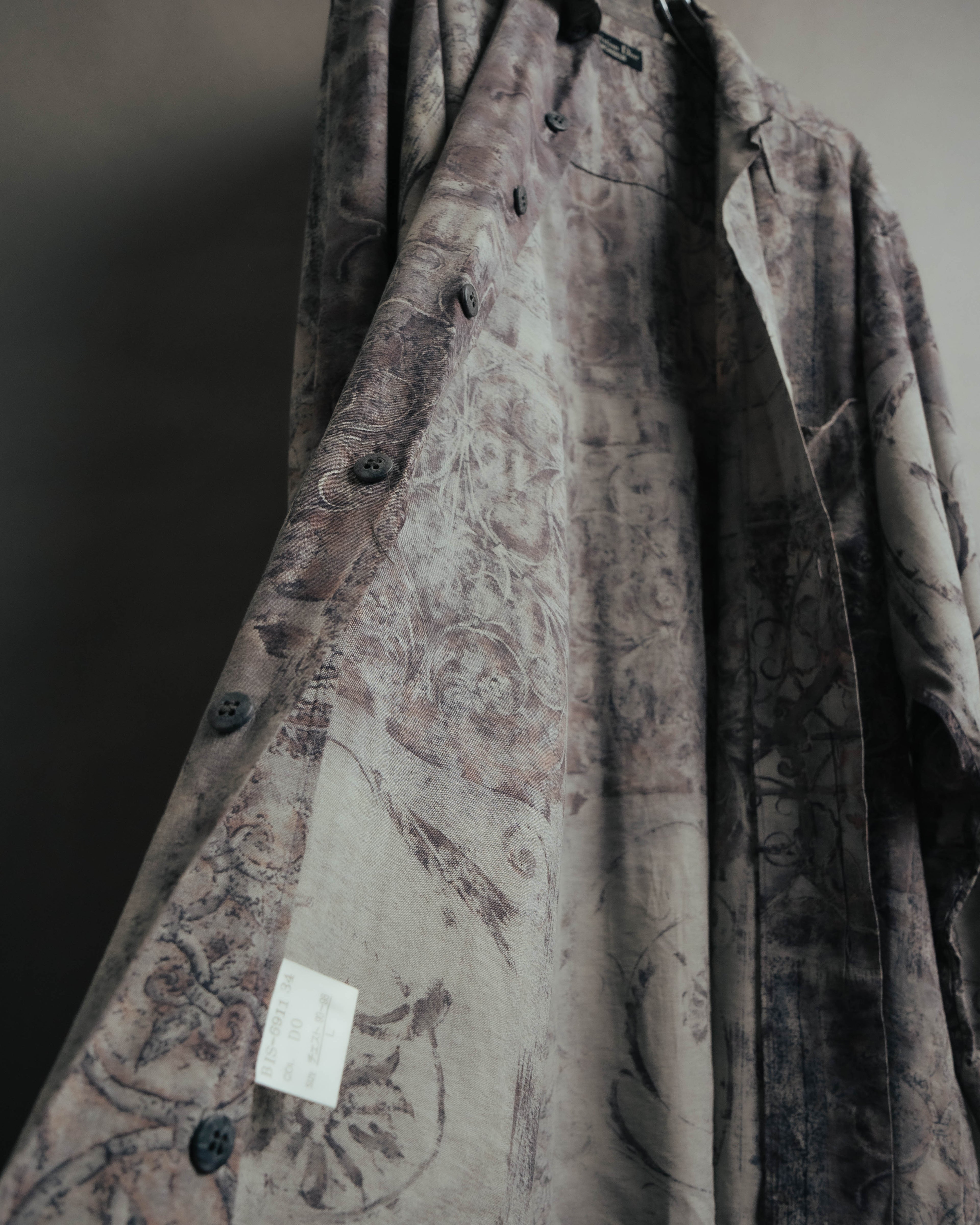 "Christian Dior" 80's-90's Draped rayon patterned shirt
