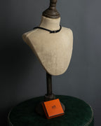 "HERMES" H motif design leather choker