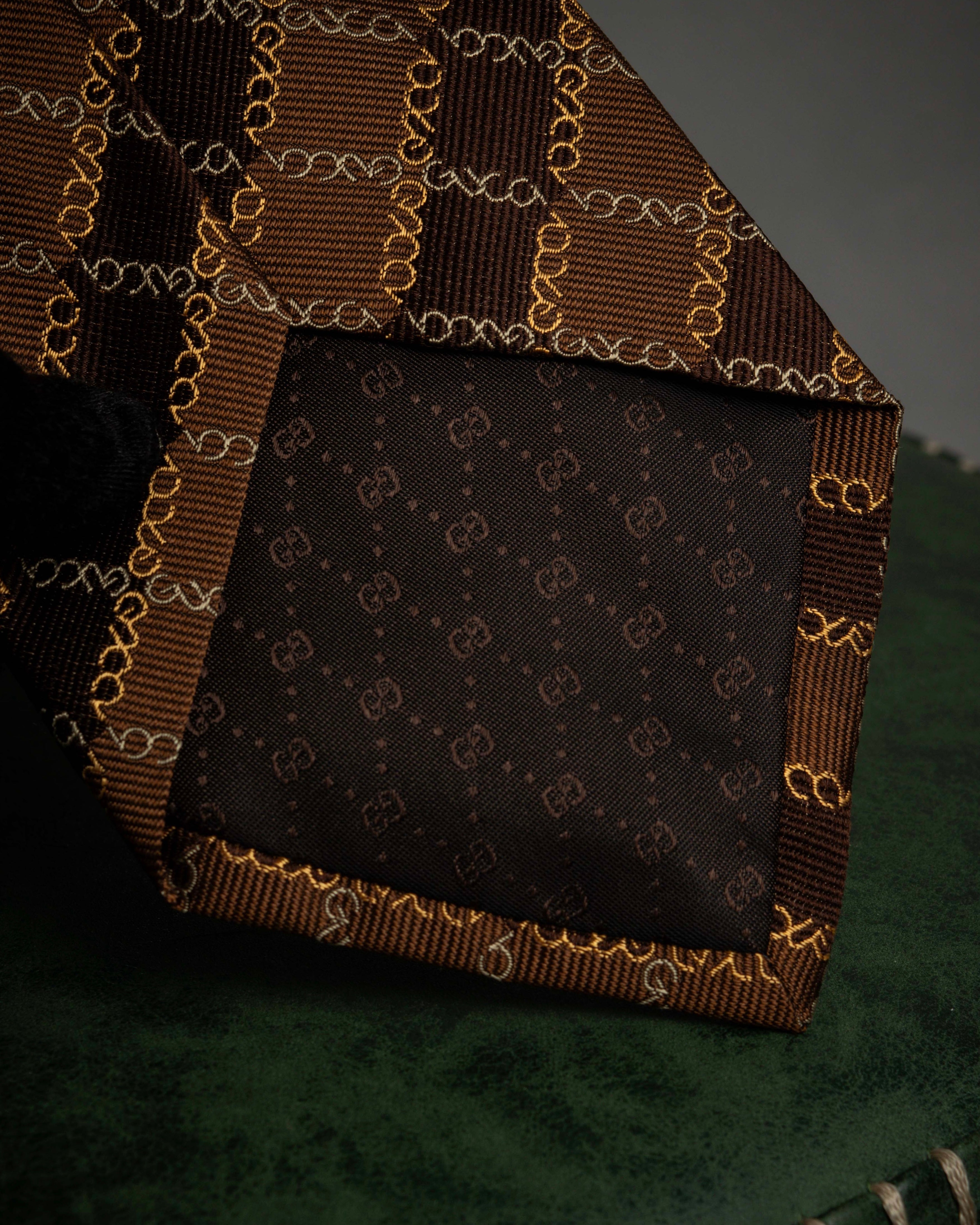 "GUCCI" Chain plaid design silk neck tie