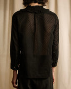 "tricot COMME des GARCONS"  80's Tiered ruffle design, dotted sheer blouse