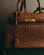 "JARDIN DES SACS" 80's-90's Structured ostrich leather top handle bag