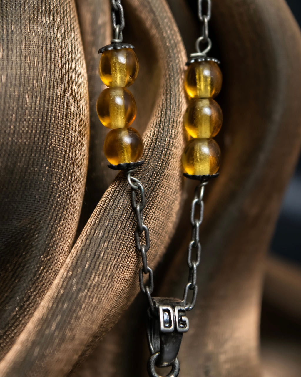 “Dolce&amp;Gabbana” Yellow crystal cross chain necklace