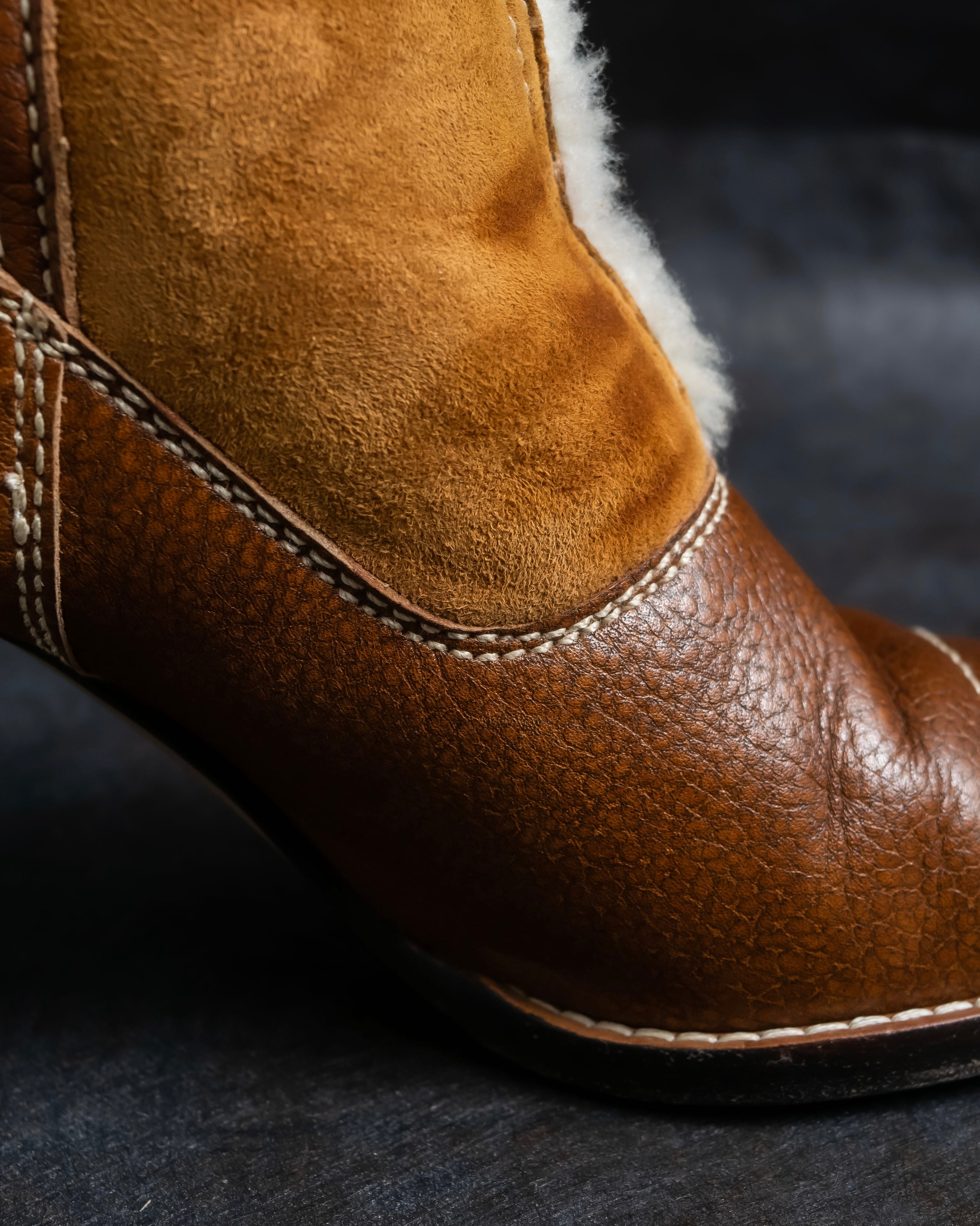 "MIU MIU" Armando toe inner fur design long boots