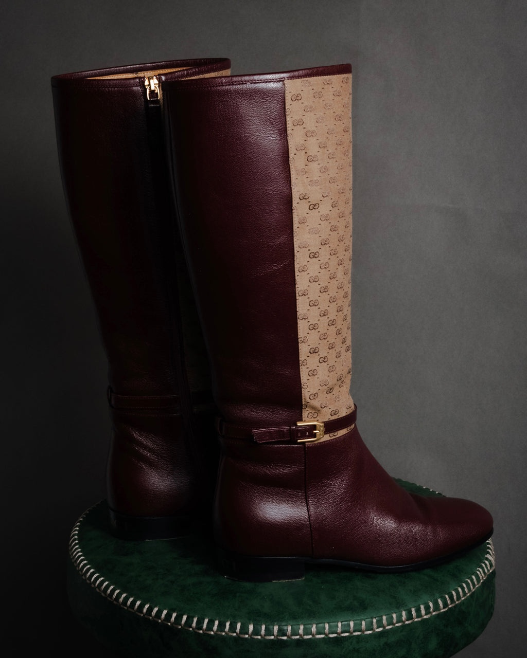 "GUCCI" 20’s archive canvas panel jockey boots