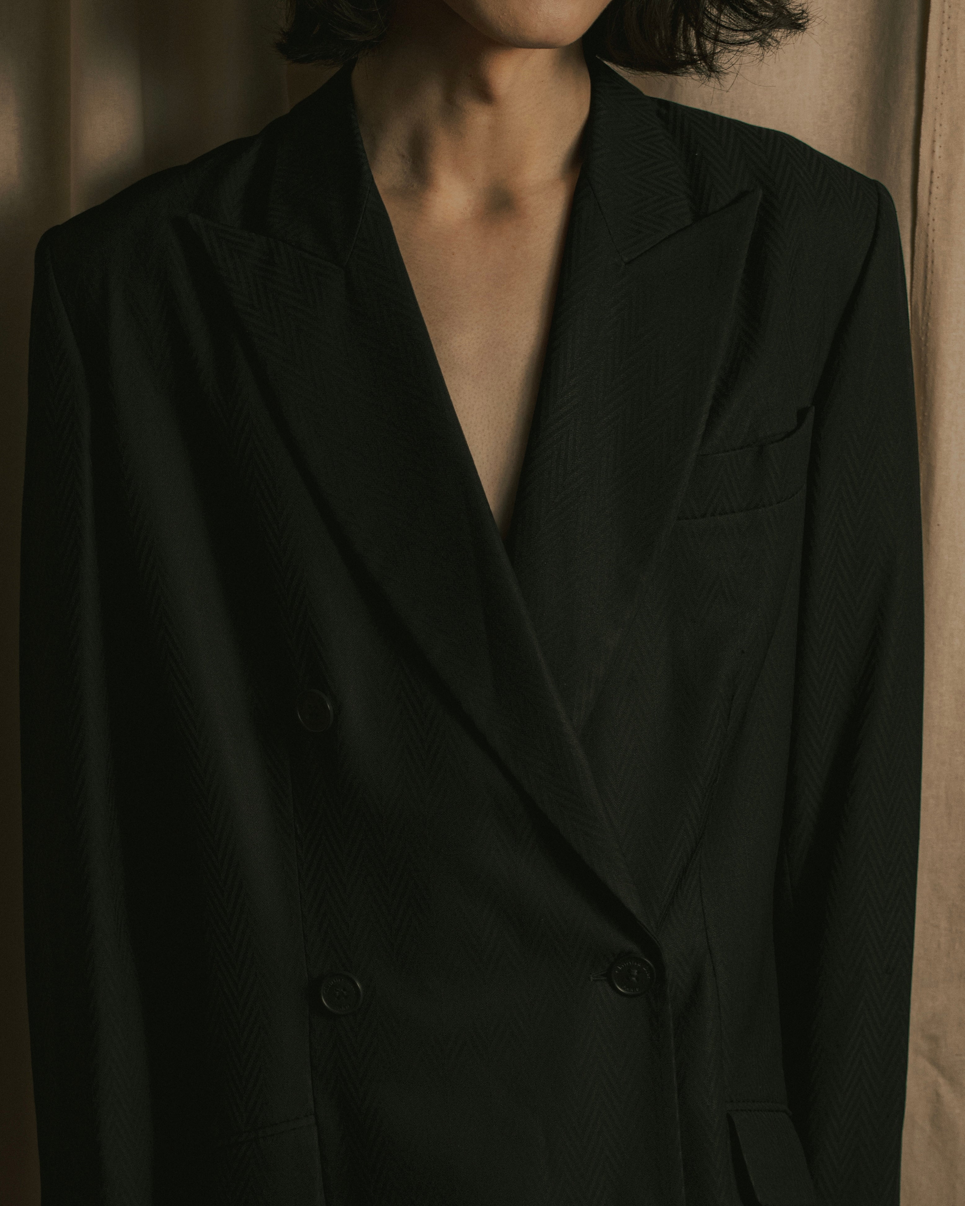 “Christian Dior” 90’s sculpted herringbone chester coat