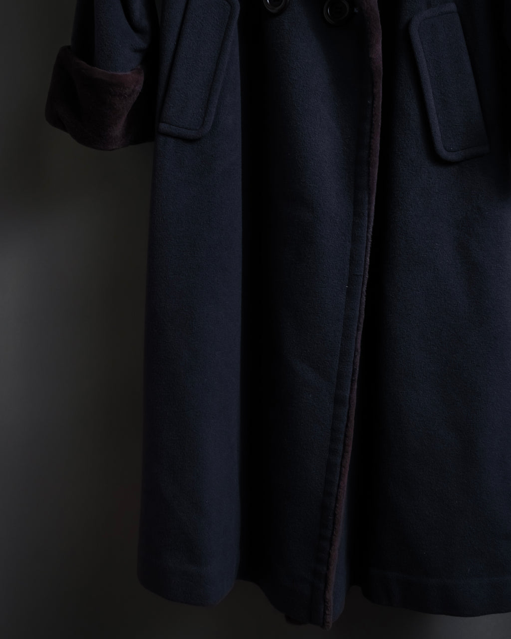 "Junko Yamamoto" Fur-trimmed design long cashmere blend coat