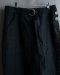 "HERMES" Belted button design linen skirt