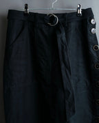 "HERMES" Belted button design linen skirt