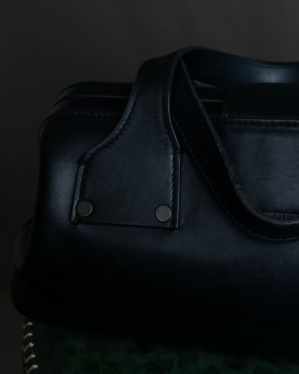 "GUCCI" Vintage gold metal fittings mini doctor bag