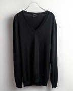 "GUCCI" G logo embroidered silk mix V-neck knit