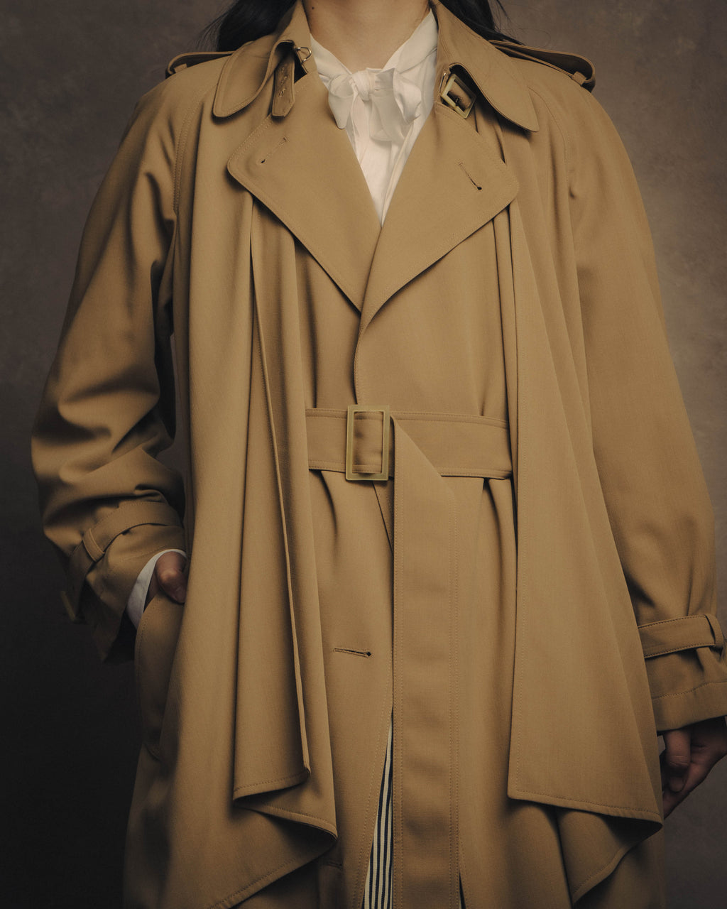 -SPECIAL- “HERMÈS” 90’s-00’s Margiela era draped wool trench coat