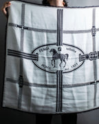 "FENDI" Horse motif FF logo Selleria large scarf