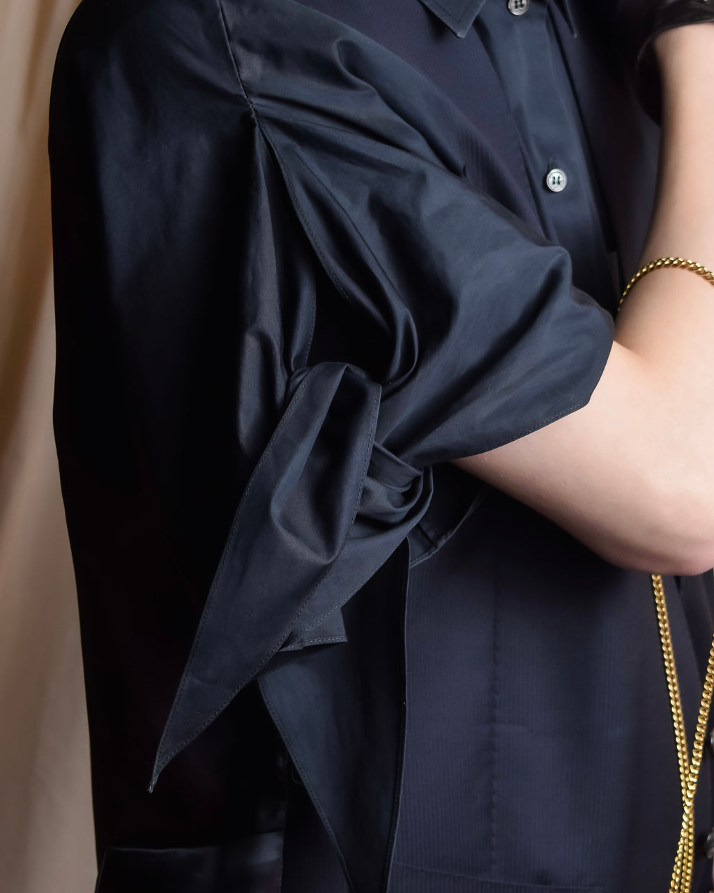 "HERMES" Gaultier period twisted sleeve cotton shirt