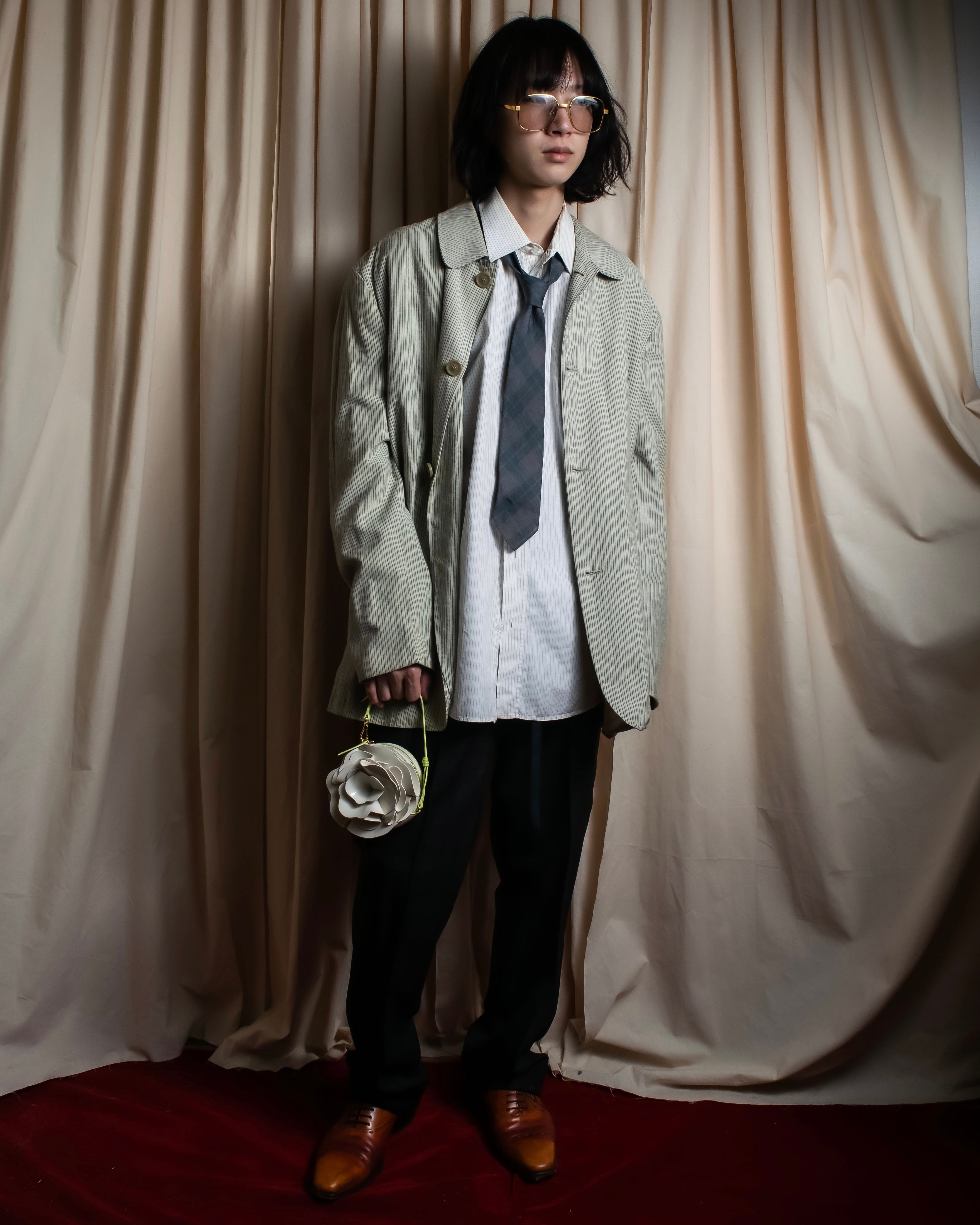 "COMME des GARCONS HOMME" Argyle check sheer necktie