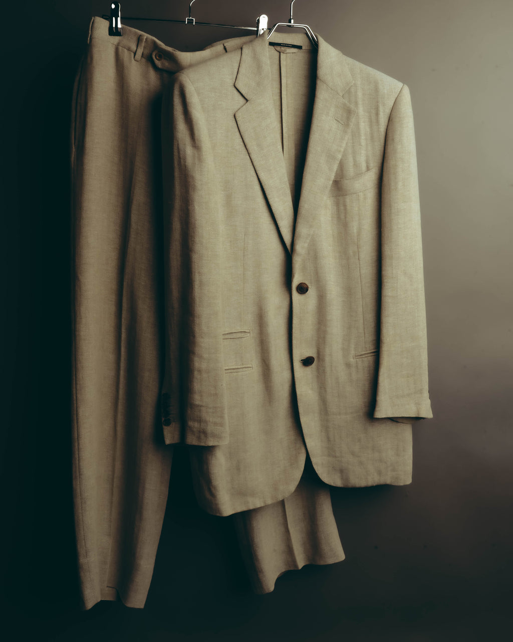 -SPECIAL- “HERMES” 80’s-90’s Herringbone linen suit set
