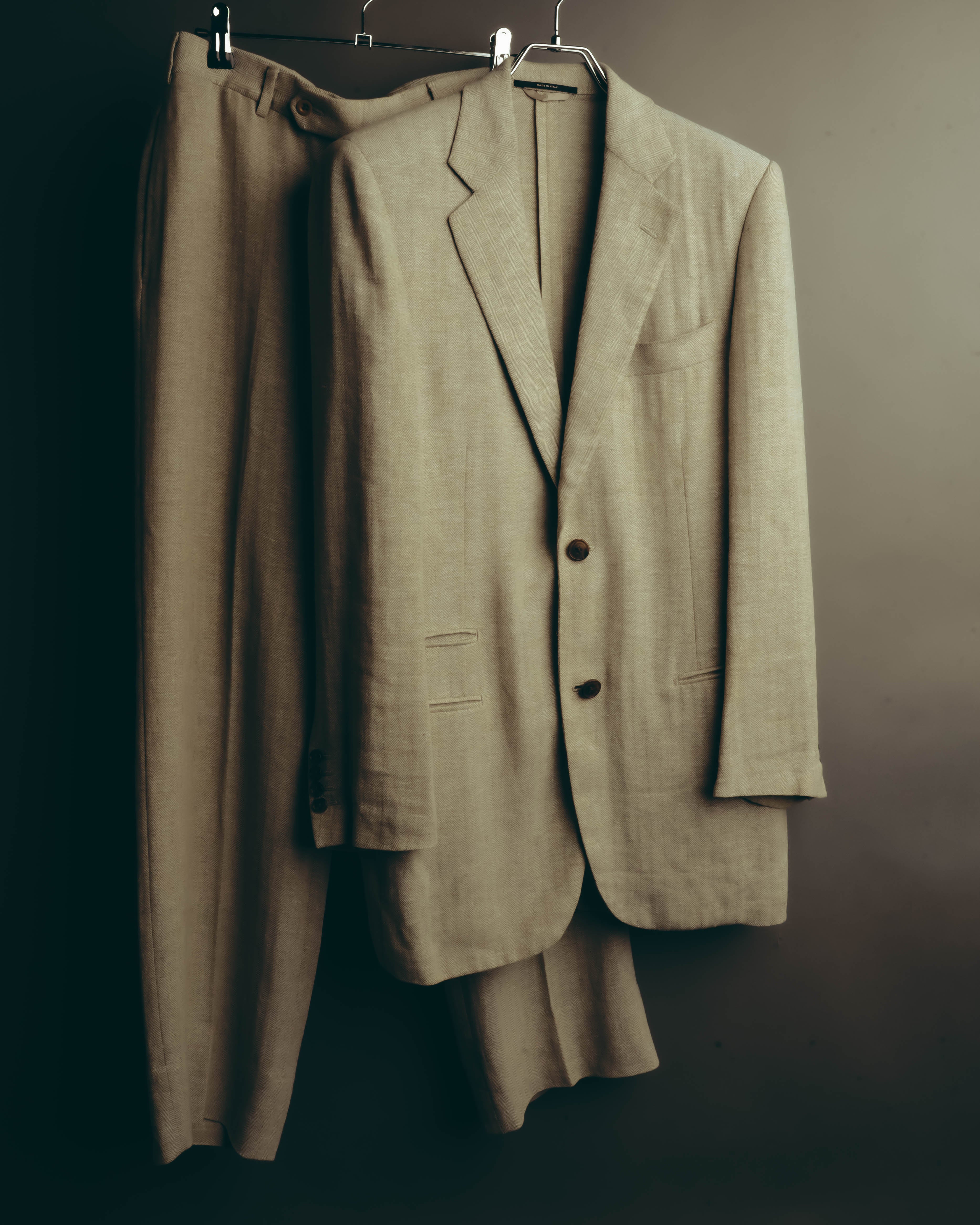 -SPECIAL- “HERMES” 80’s-90’s Herringbone linen suit set