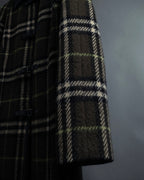 "BURBERRY" Leather switching design check tweed coat