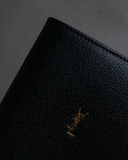 "YVES SAINT LAURENT" Cassandra logo engraved leather bi-fold wallet