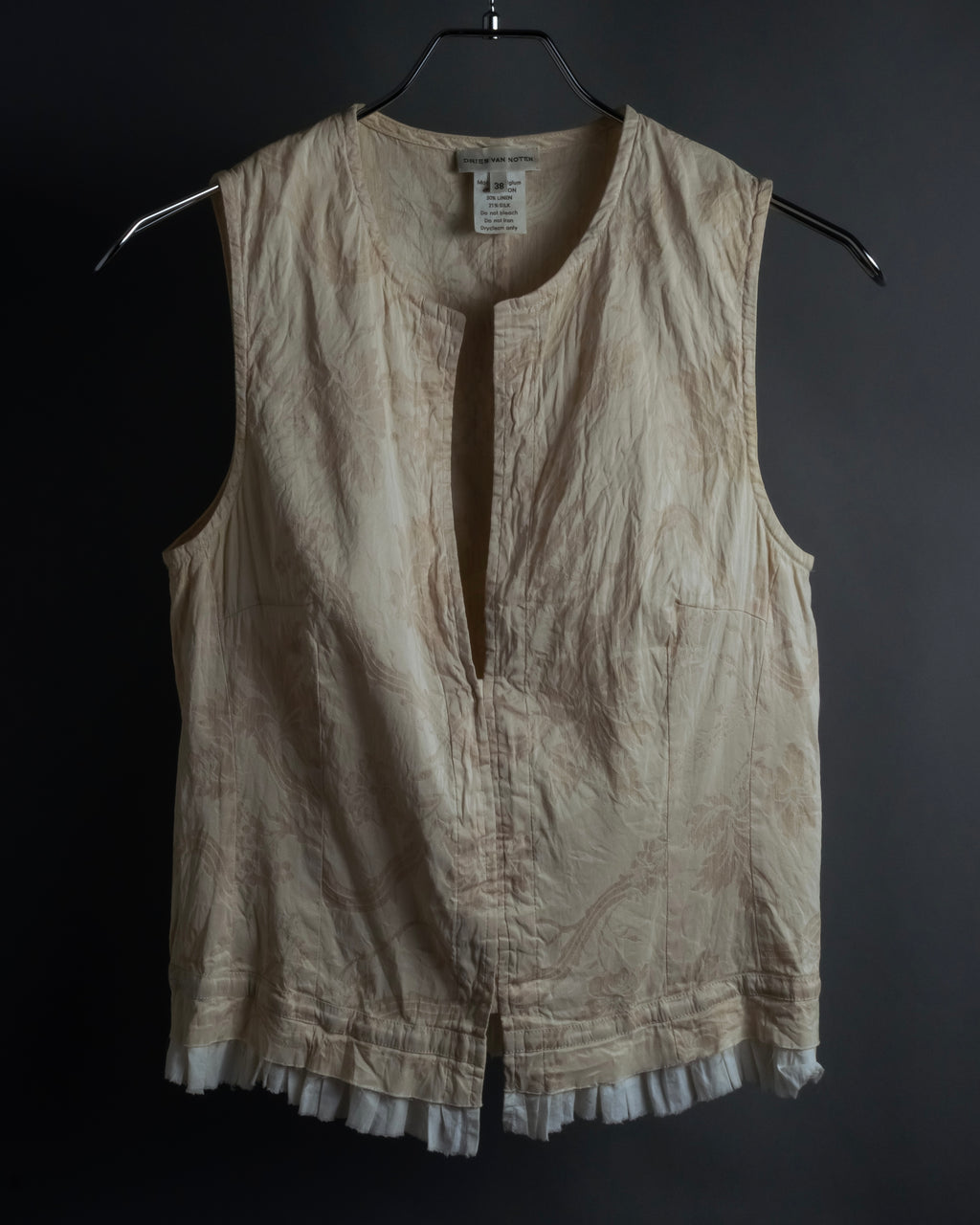 "DRIES VAN NOTTEN" Botanical print wrinkled tiered ruffle design vest