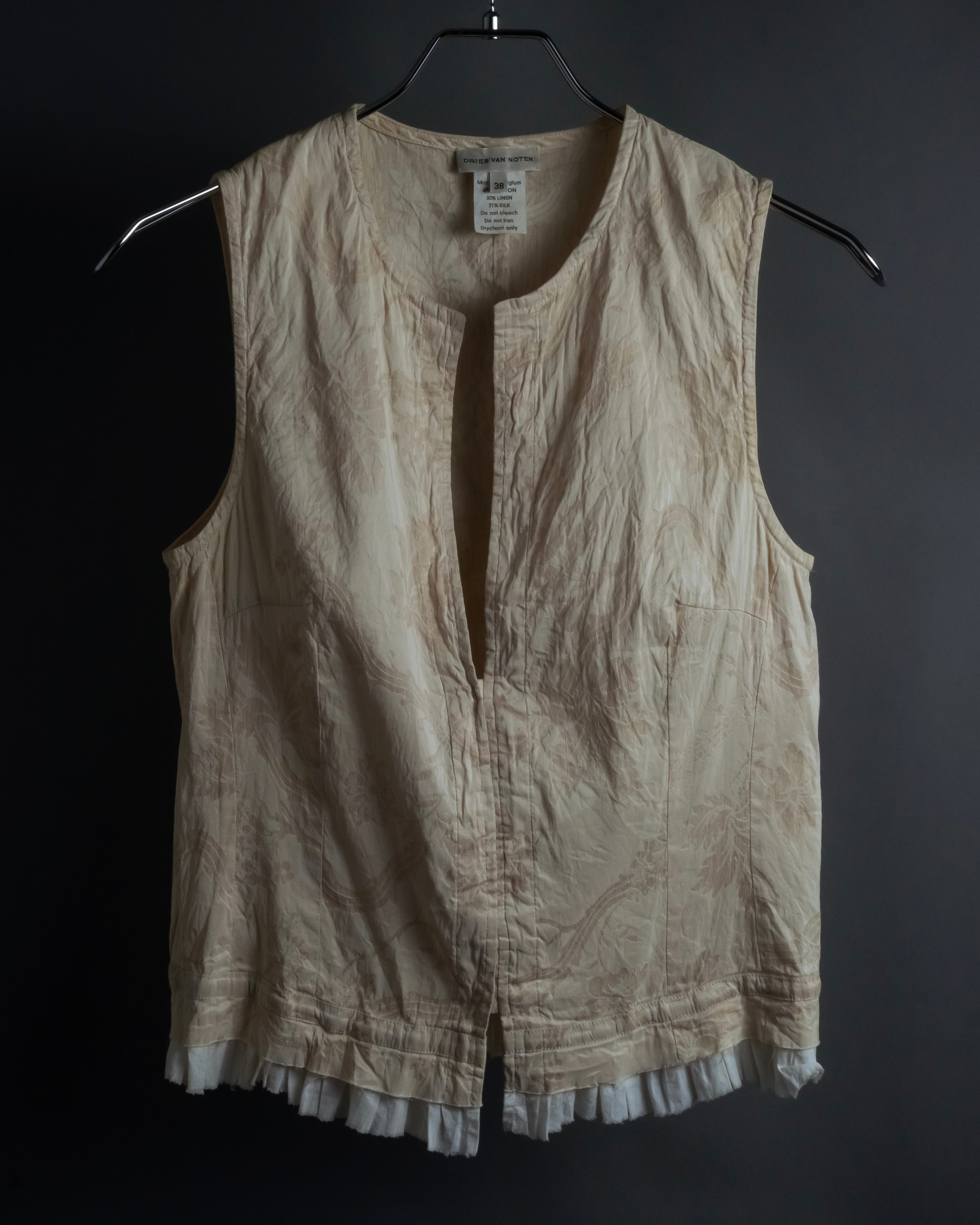 "DRIES VAN NOTTEN" Botanical print wrinkled tiered ruffle design vest