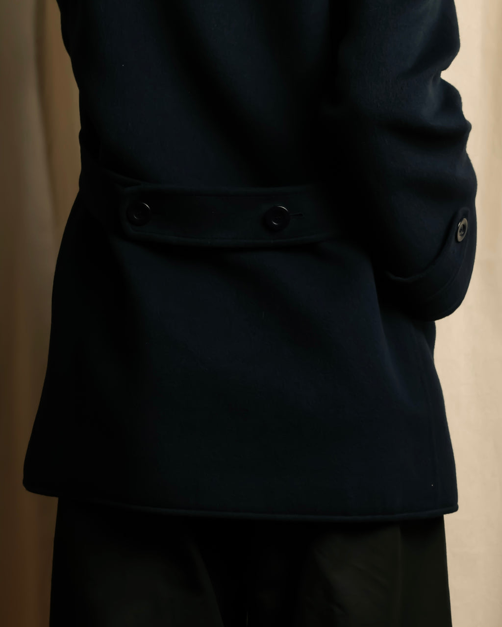 "VALENTINO" Fur collar double-breasted wool coat