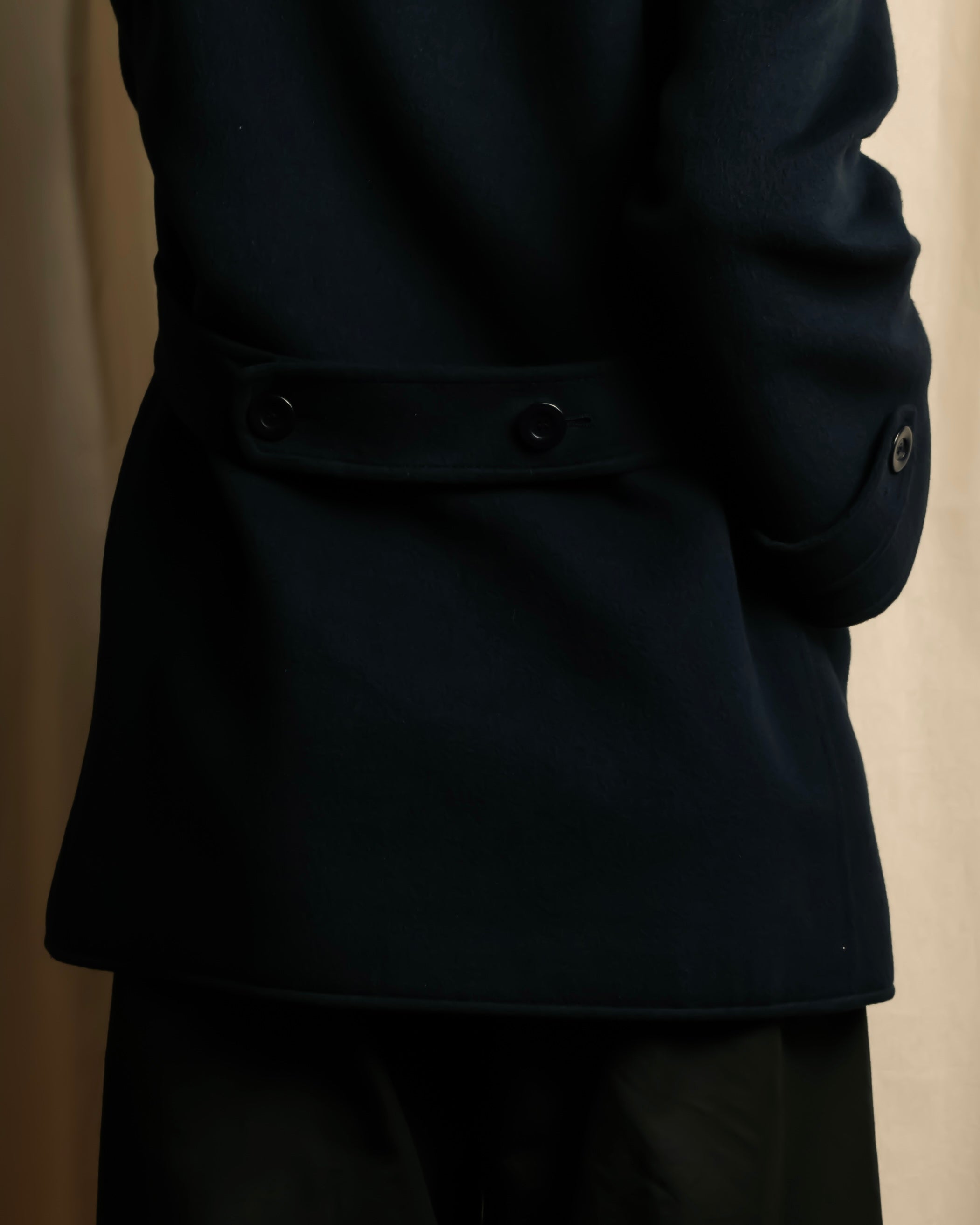 "VALENTINO" Fur collar double-breasted wool coat