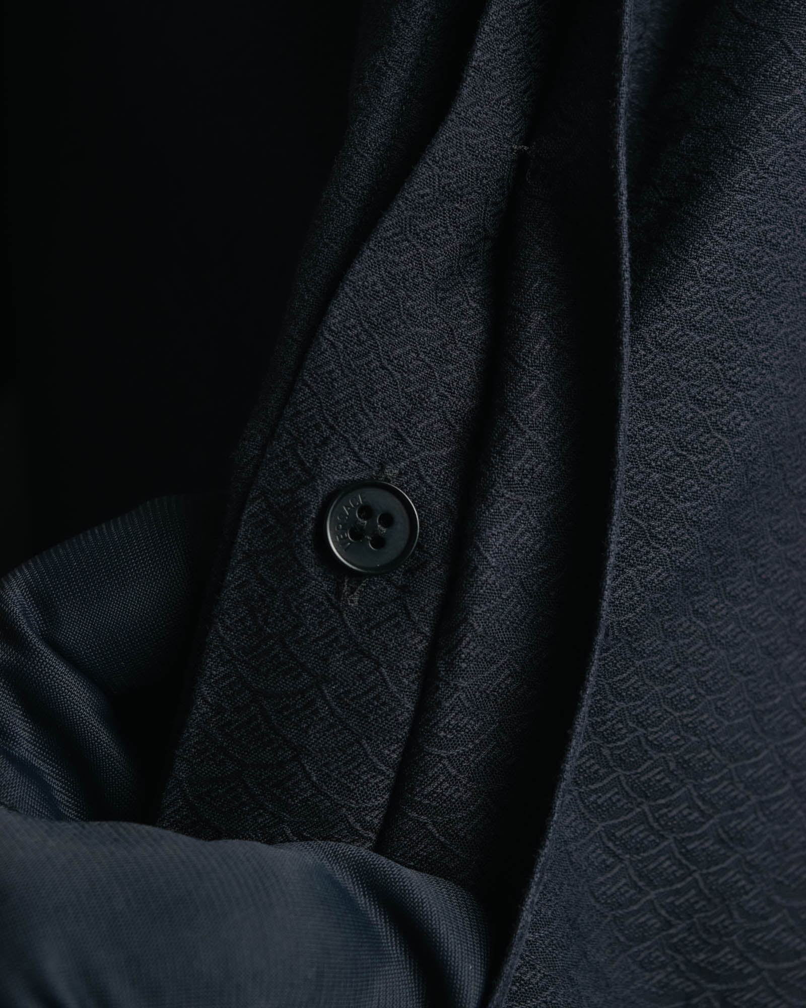 "GIANNI VERSACE" 80's-90's Dark jacquard long sleeve shirt