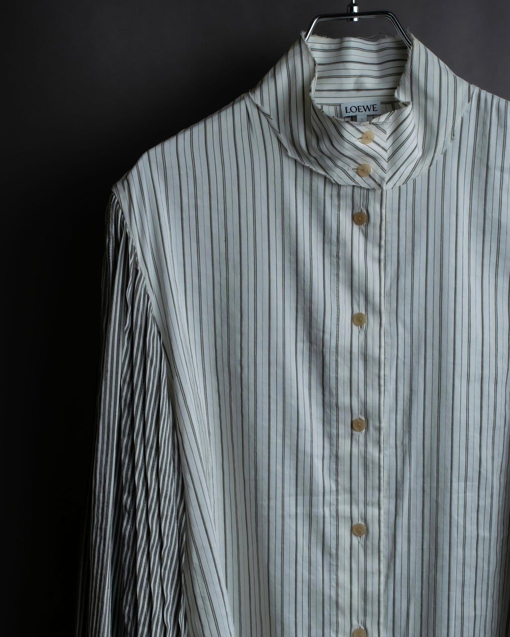 "LOEWE" Balloon sleeve striped high neck shirt
