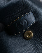 "Valentino Garavani" Saddle stitch design grain leather hand bag