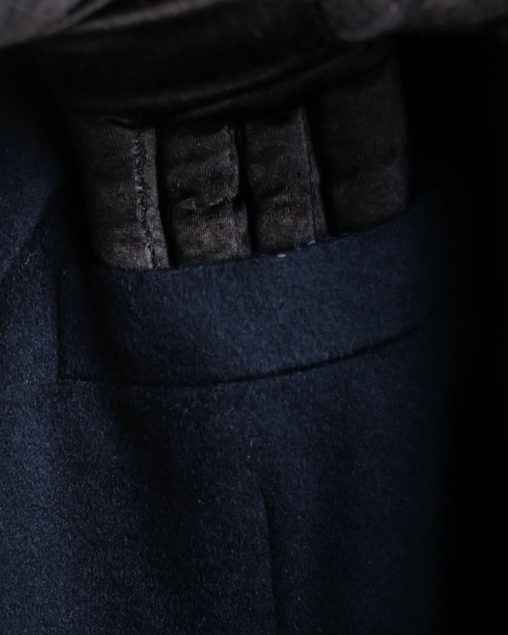 "HERMES" 90's Pure cashmere navy blue tailored jacket