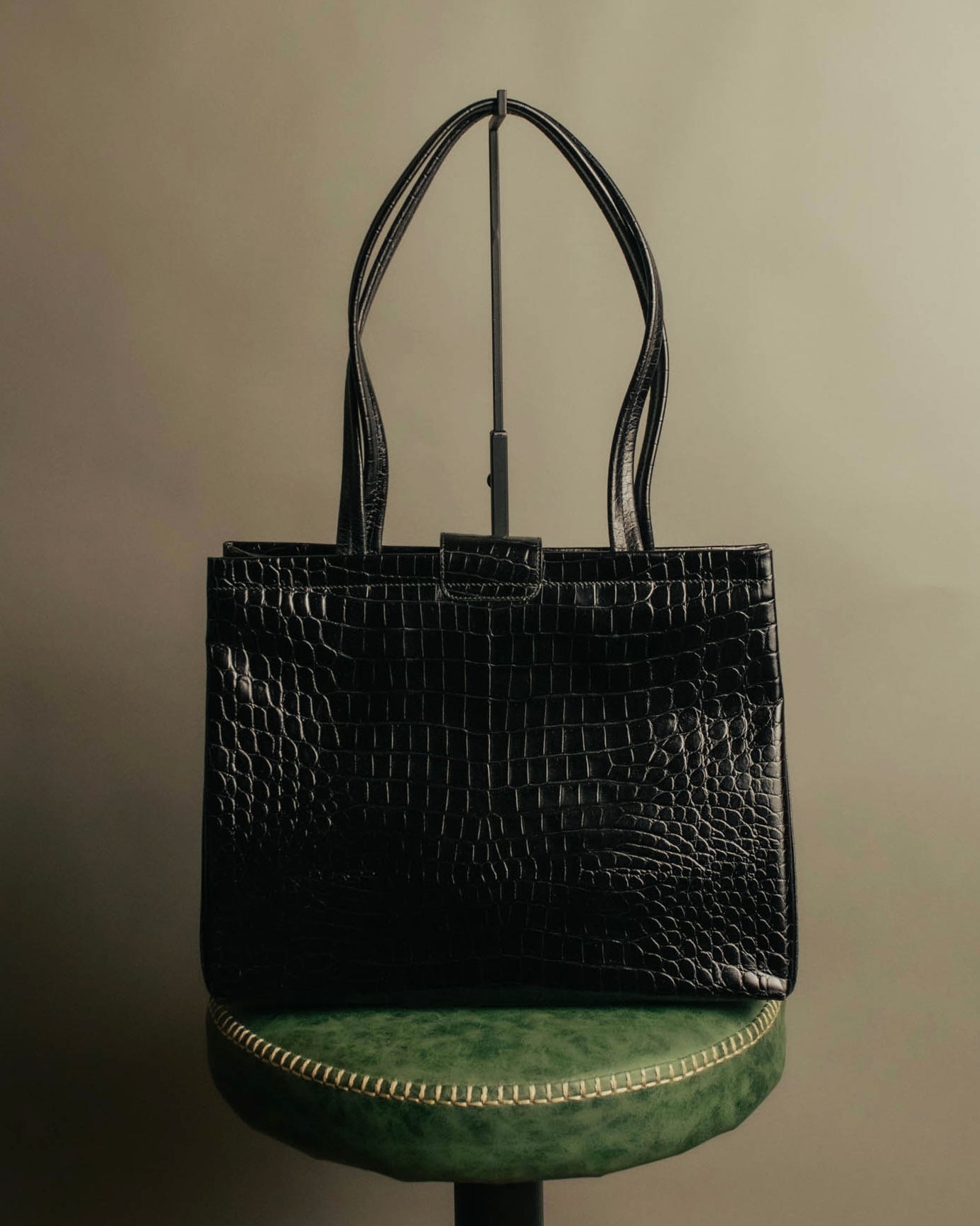 “Salvatore Ferragamo” 90’s-00’s crocodile embossed structured tote bag