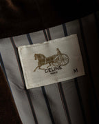 "CELINE" Piping design velour long gown coat