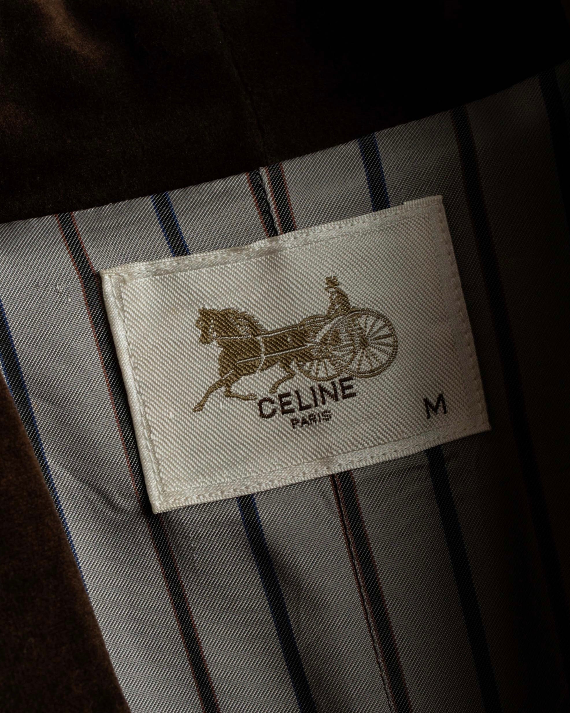 "CELINE" Piping design velour long gown coat