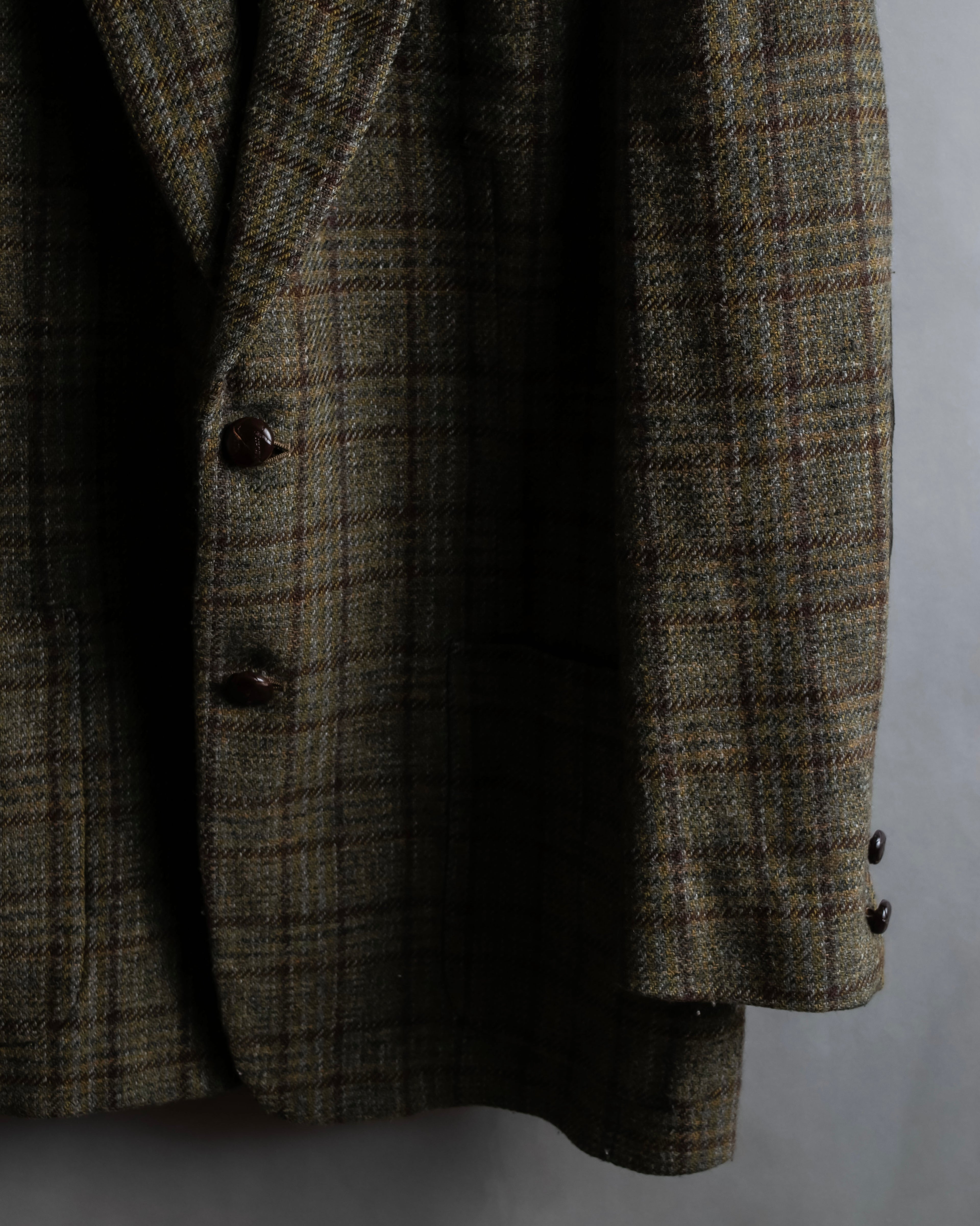 "BURBERRYS" Elbow patch design gun club check tweed jacket