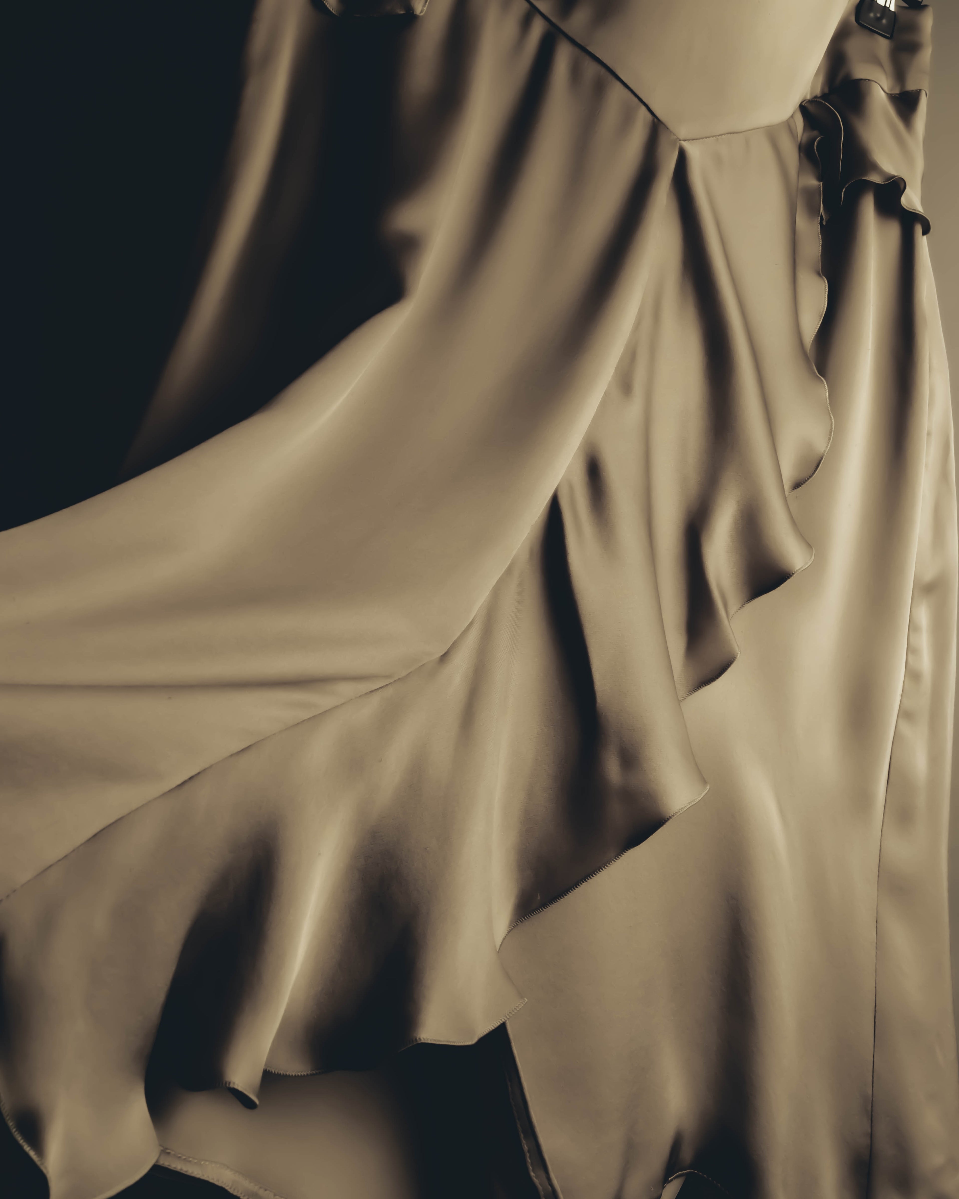 "GIORGIO ARMANI" 90's-00's Draped silk sleeveless top and skirt set