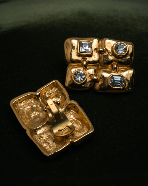 -SPECIAL- “Christian Lacroix” 80’s-90’s Baroque crystal grid earrings