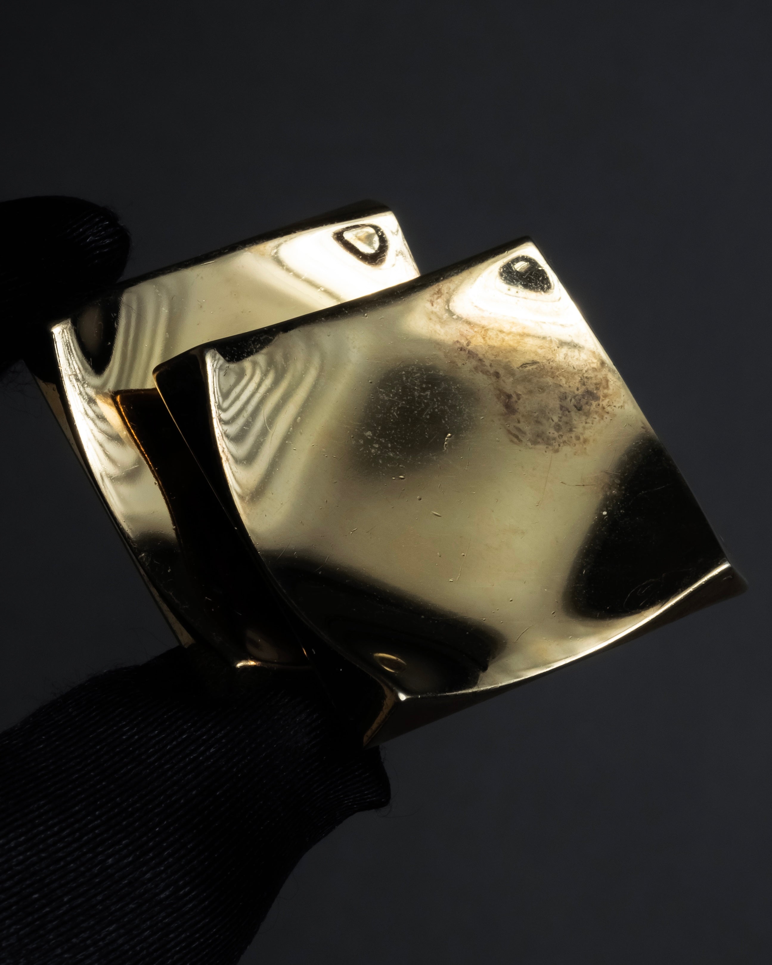 "Christian Dior" Double square design gold brooch