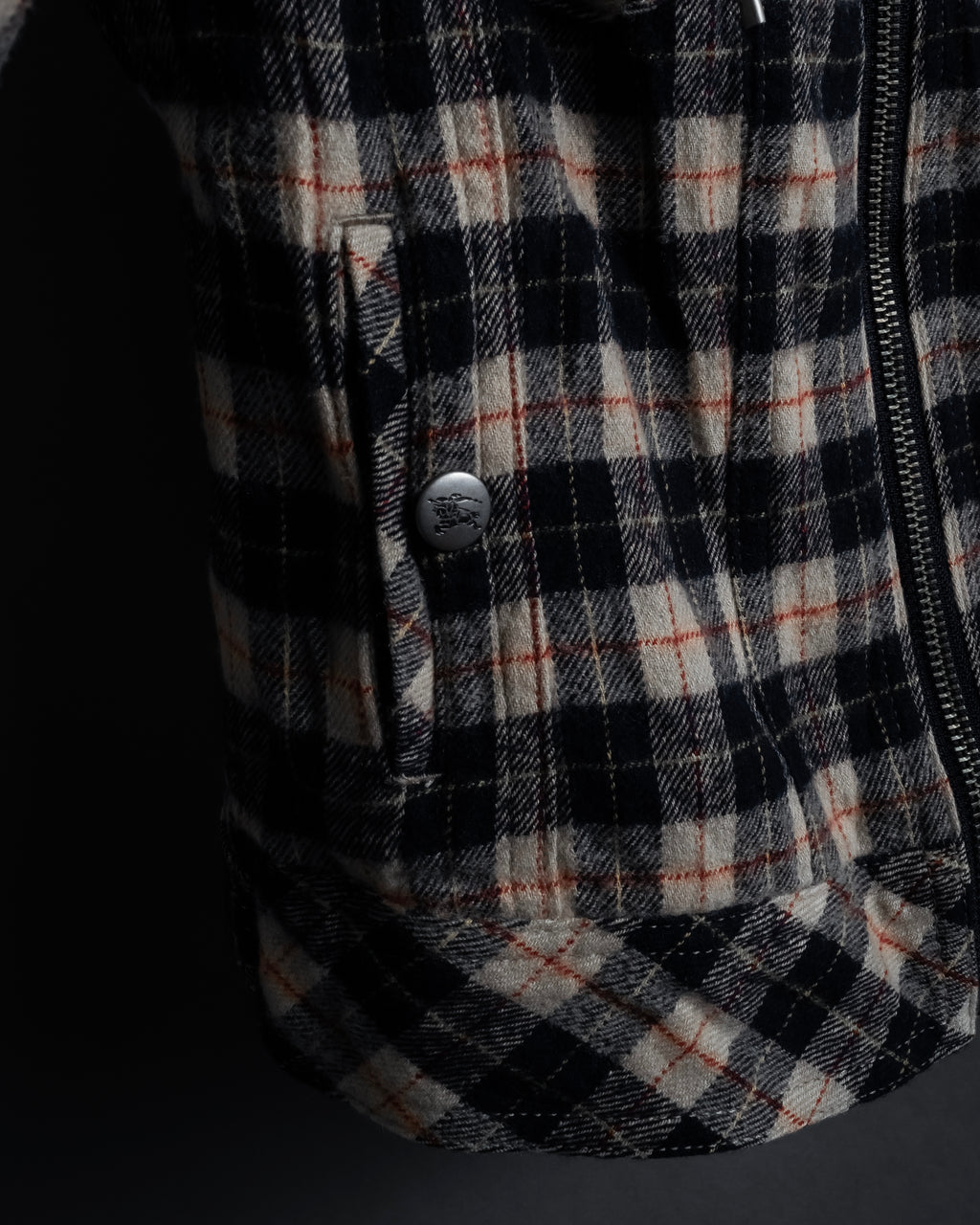 "BURBERRY Blue Label" Layered docking design hooded zip jacket