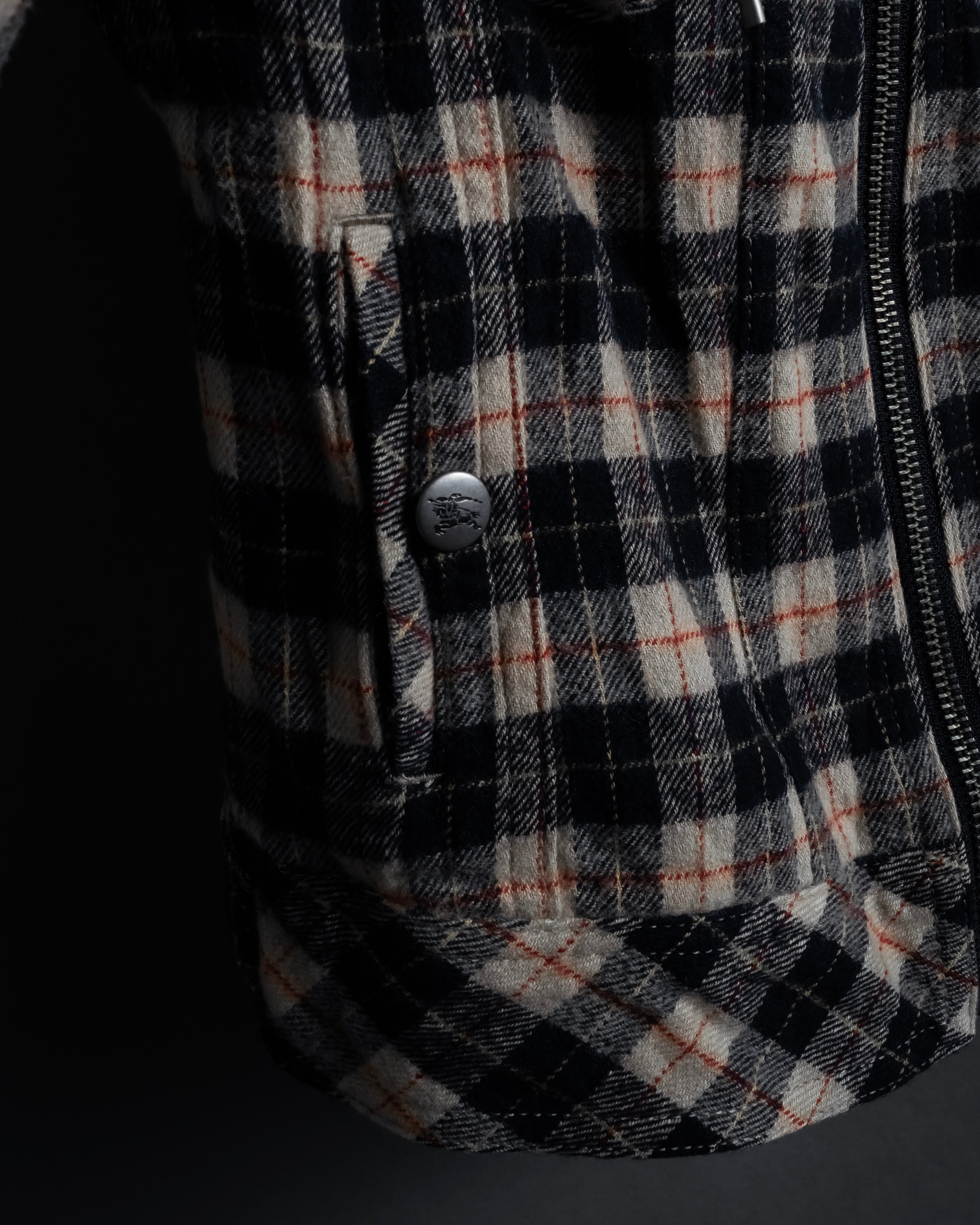 "BURBERRY Blue Label" Layered docking design hooded zip jacket