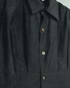 “COMME des GARCONS” Late 80’s-early 90’s silk tucked black shirt