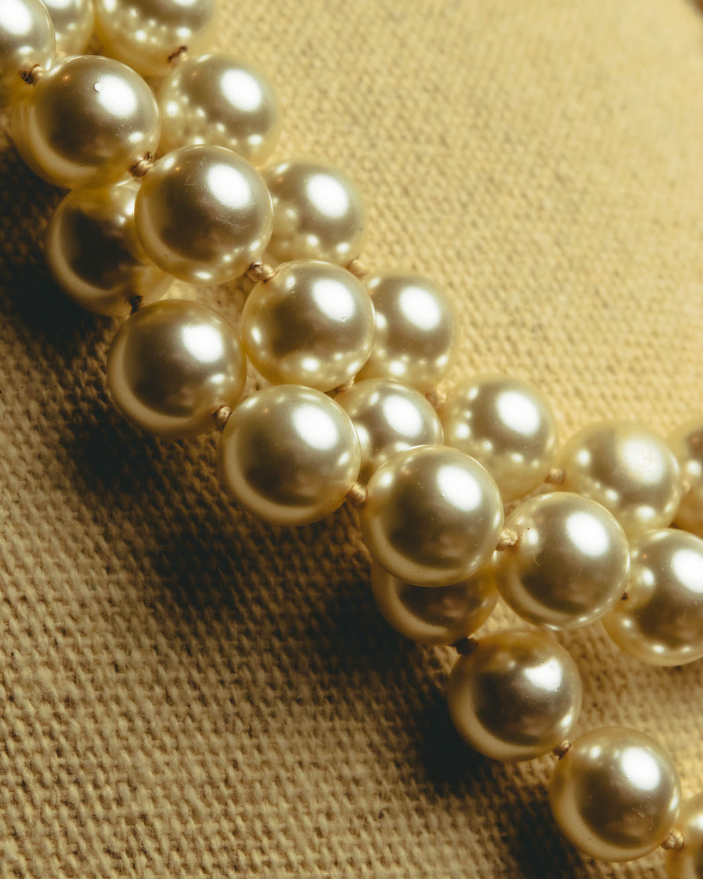 "Salvatore Ferragamo" 80's-90's Gancini three-strand pearl-style necklace