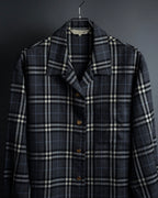 "BURBERRYS" Gold metal button design check pattern wool shirt