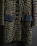 "CELINE" 90’s–00’s checked velvet collar coat