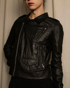 -SPECIAL- "Rick Owens" 15AW Beautiful wrinkles front zip leather jacket