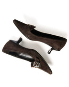 PRADA/ Brown Suede Leather Classic Pumps Heels