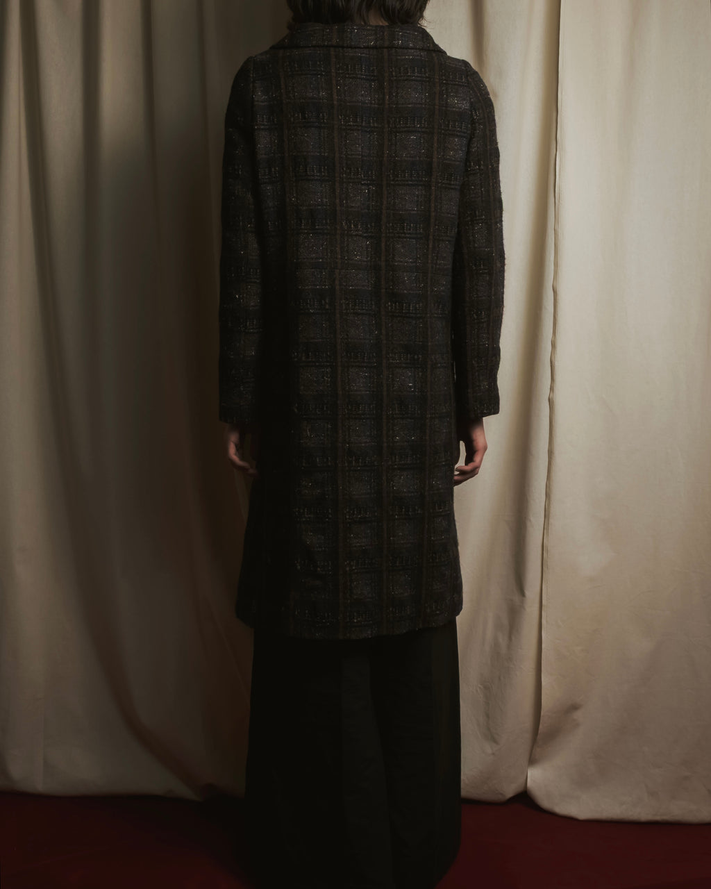 Abrigo de mezcla de lana con cuadros texturizados de los años 90-00 de "MARNI"