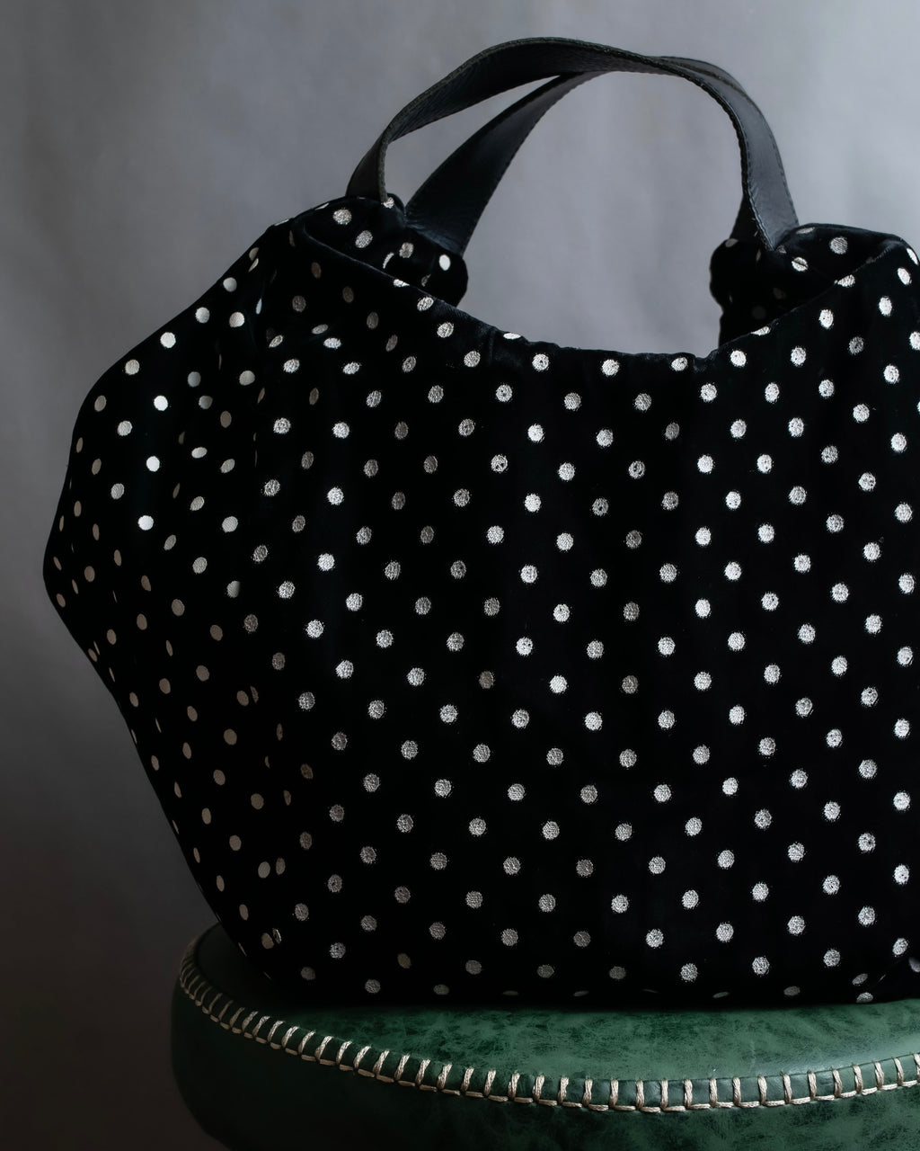 "tricot COMME des GARCONS" Polka dot velour large handbag